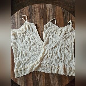 2 Womens Maurices Crinkle Cami Tank Ivory Sz Small  #10